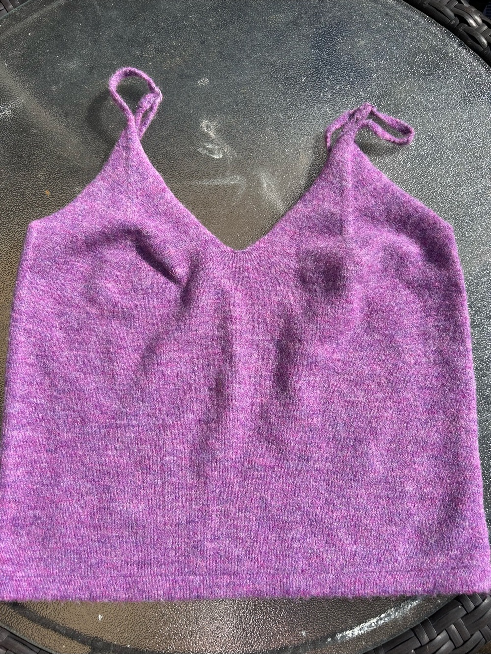 FRNCH Purple Knit V-Neck Spaghetti Strap Tank